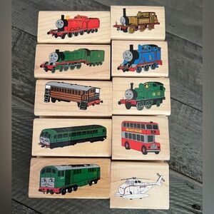 Rare!! Vintage Thomas the Tank Engine And Friends Wood Rubber Stamp Set